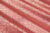Peach Pink Handwoven Banarasi Brocade Fabric