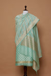 Aqua Blue Handwoven Banarasi Chanderi Suit Piece