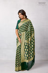 Bottle Green Banarasi Georgette Bandhani Saree