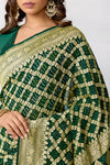 Bottle Green Banarasi Georgette Bandhani Saree