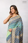 Shaded Blue Banarasi Georgette Bandhani Saree