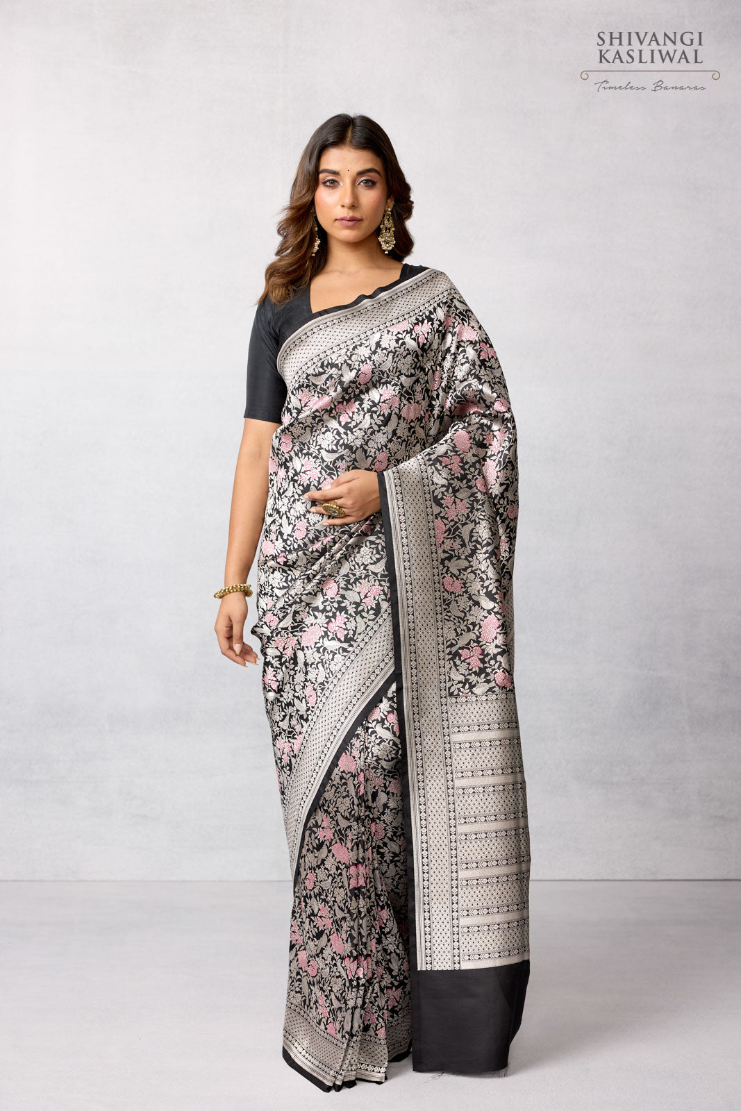 Black Handwoven Banarasi Silk Saree