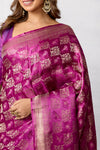 Magenta Purple Handwoven Banarasi Kadhua Silk Saree