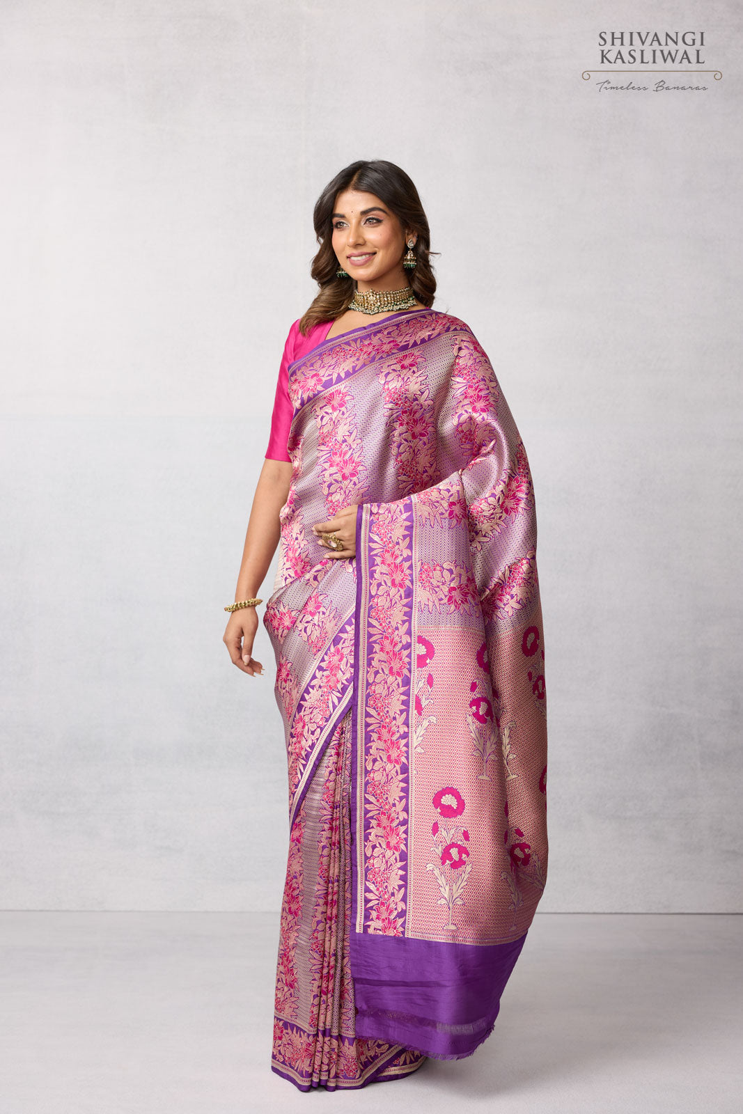 Purple Handwoven Banarasi Silk Saree