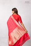 Red Pink Handwoven Banarasi Silk Saree