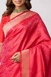 Red Pink Handwoven Banarasi Silk Saree