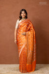 Orange Handwoven Banarasi Kadhua Silk Saree