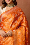 Orange Handwoven Banarasi Kadhua Silk Saree