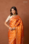 Orange Handwoven Banarasi Kadhua Silk Saree