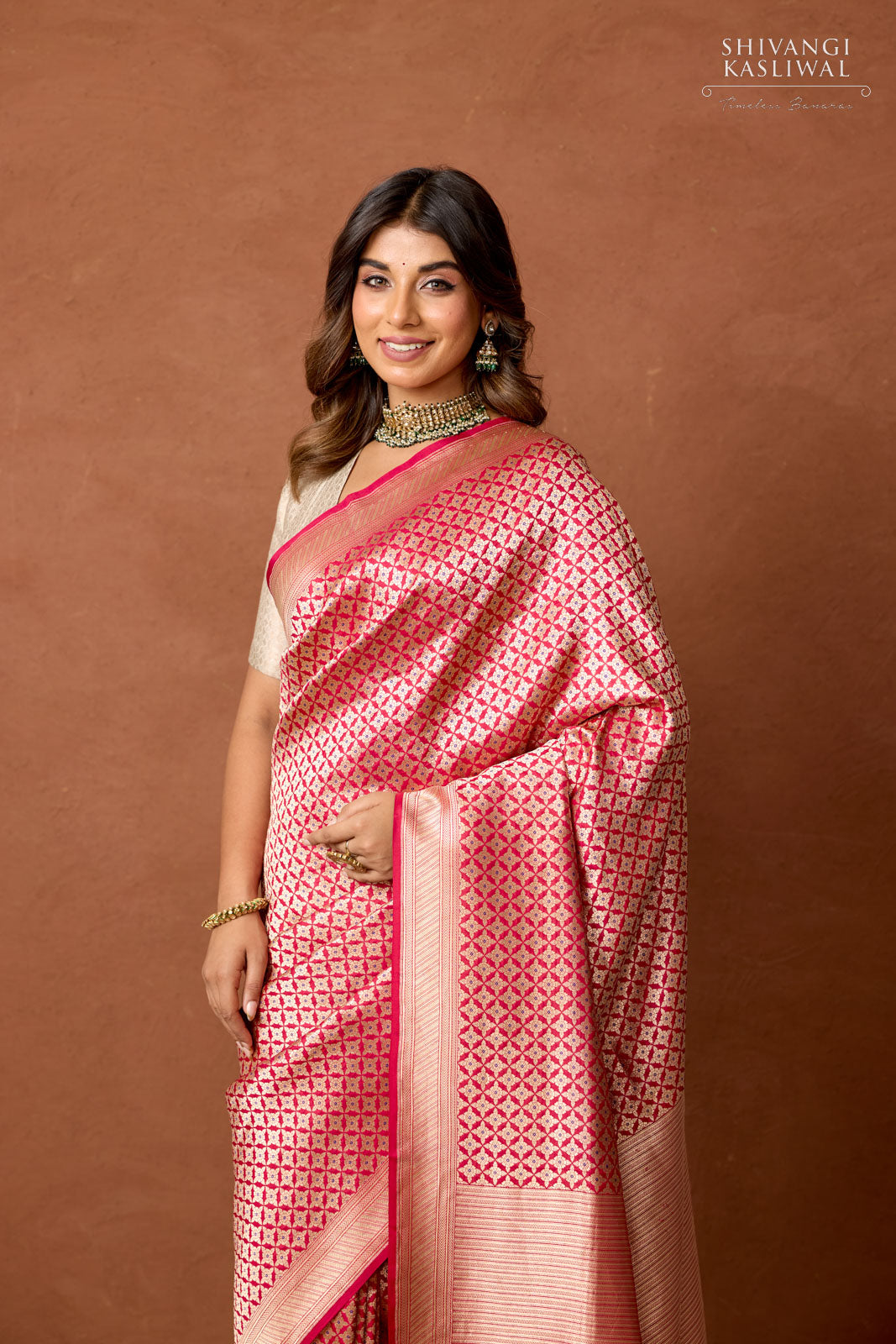 Fuchsia Pink Handwoven Banarasi Silk Saree