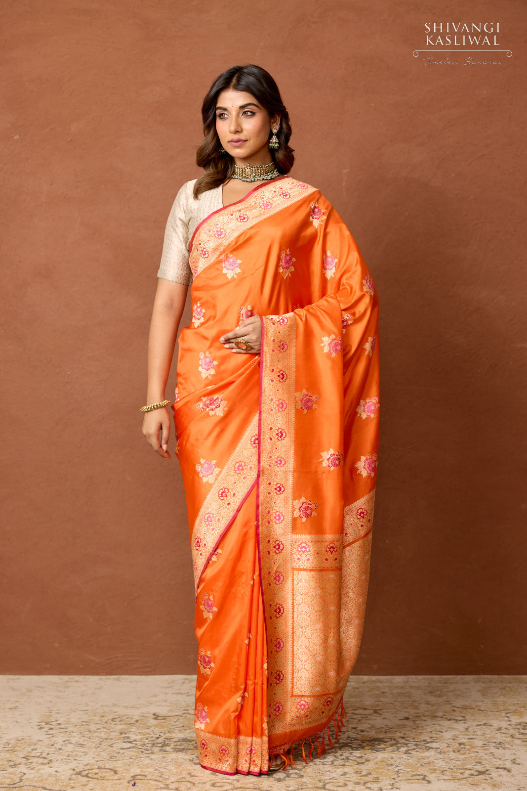 Orange Handwoven Banarasi Silk Saree