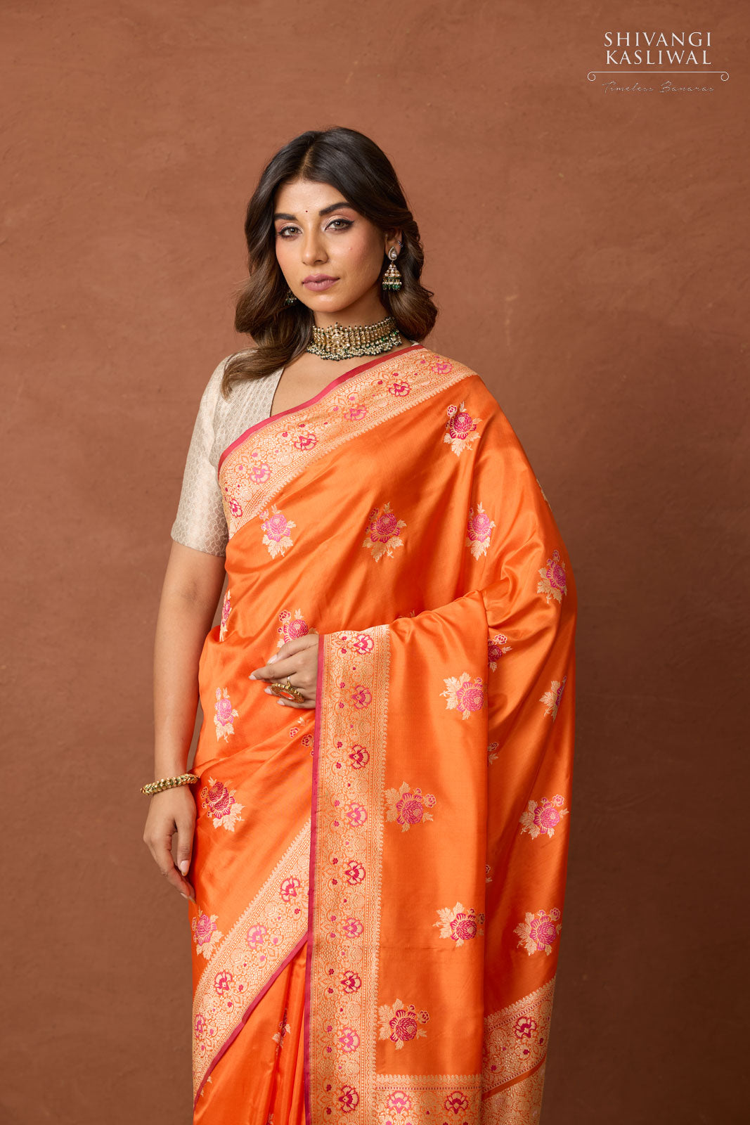 Orange Handwoven Banarasi Silk Saree