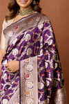 Purple Handwoven Banarasi Silk Saree