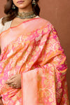 Peach Dual Tone Handwoven Banarasi Silk Saree