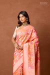 Peach Dual Tone Handwoven Banarasi Silk Saree