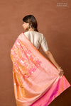 Peach Dual Tone Handwoven Banarasi Silk Saree