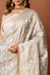 Grey Handwoven Banarasi Silk Saree