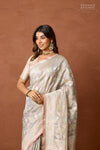 Grey Handwoven Banarasi Silk Saree