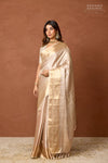 Beige Handwoven Banarasi Tissue Silk Saree