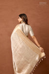 Beige Handwoven Banarasi Tissue Silk Saree