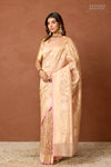 Beige Handwoven Banarasi Net Tissue Silk Saree