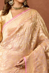 Beige Handwoven Banarasi Net Tissue Silk Saree