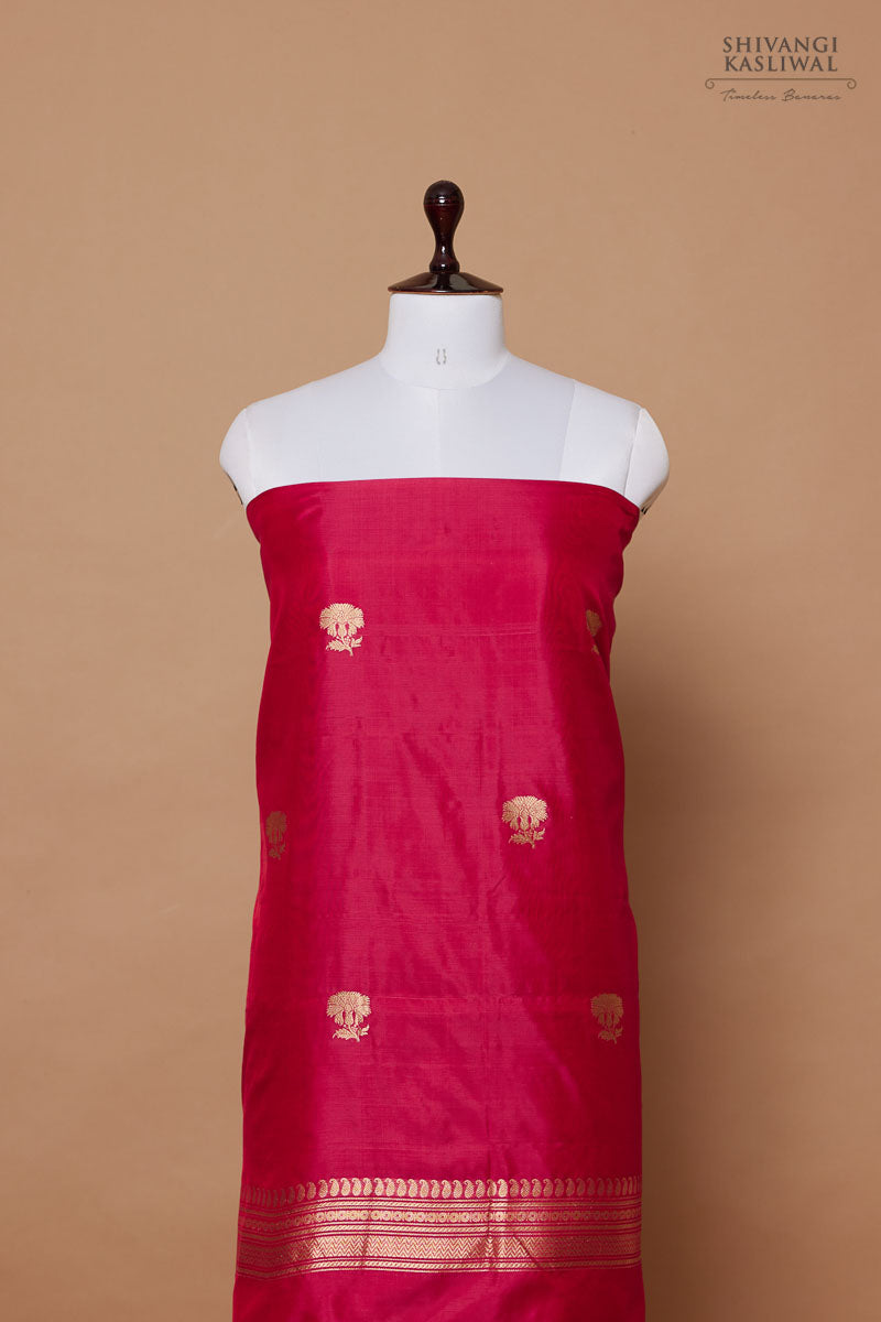 Pink Dual Tone Handwoven Banarasi Silk Suit Piece