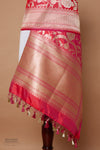 Pink Orange Handwoven Banarasi Silk Dupatta