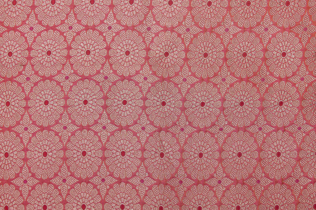 Orange Dual Tone Handwoven Banarasi Brocade Fabric