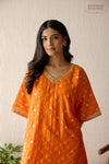 Orange Banarasi Chiniya Silk Choga Set