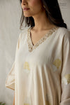 Beige Banarasi Tussar Silk Kaftan