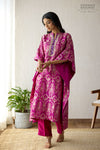 Magenta Pink Banarasi Katan Silk Kaftan