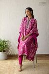 Magenta Pink Banarasi Katan Silk Kaftan