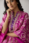 Magenta Pink Banarasi Katan Silk Kaftan