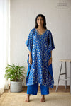 Royal Blue Banarasi Chiniya Silk Kaftan