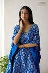 Royal Blue Banarasi Chiniya Silk Kaftan