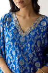 Royal Blue Banarasi Chiniya Silk Kaftan