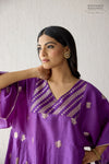 Purple Banarasi Chiniya Silk Choga Set