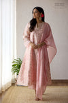 Baby Pink Banarasi Organza Silk Kurta Set