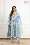 Blue Multicolor Banarasi Organza Silk Kurta Set