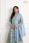 Blue Multicolor Banarasi Organza Silk Kurta Set