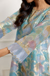 Blue Multicolor Banarasi Organza Silk Kurta Set