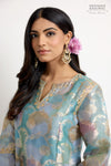 Blue Multicolor Banarasi Organza Silk Kurta Set