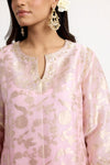 Blush Pink Banarasi Organza Silk Kurta Set