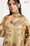 Beige Banarasi Tissue Silk Kurta Set