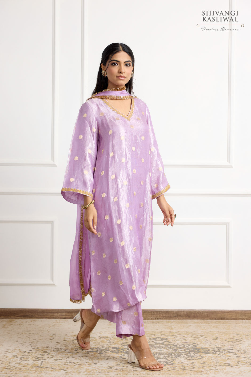 Lavender Banarasi Tissue Silk Kurta Set