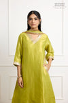 Lime Green Banarasi Tissue Silk Kurta Set