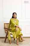 Lime Green Banarasi Tissue Silk Kurta Set