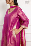 Magenta Pink Banarasi Tissue Silk Kurta Set