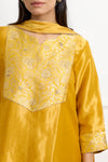 Mustard Yellow Banarasi Tissue Silk Kurta Set